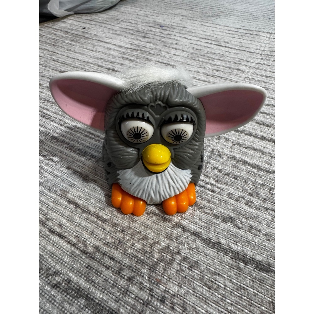 Vintage 1999 Furby McDonald's Happy Meal Toy Grey Leopard Print Plastic Figure